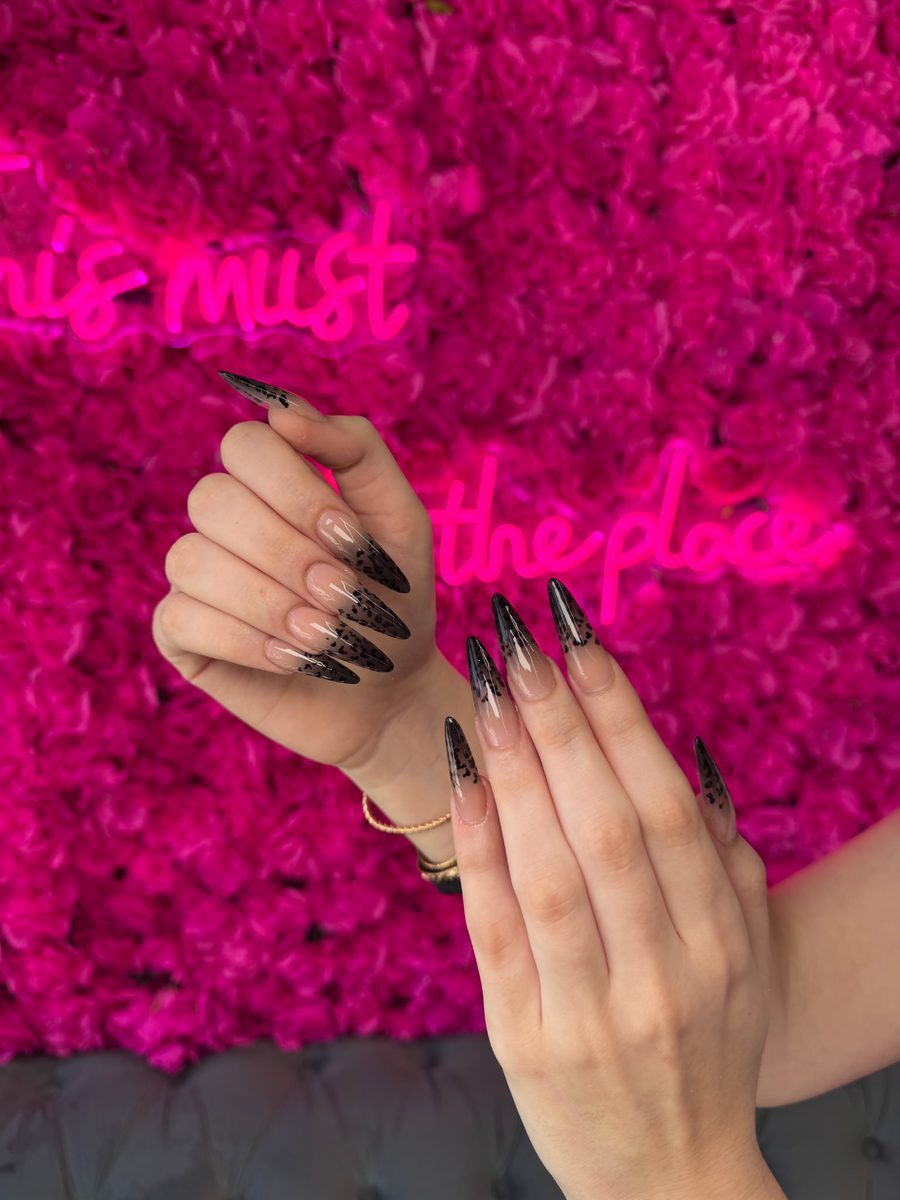 Black leopard ombre nails at Modish Nail Lounge Rancho Cucamonga