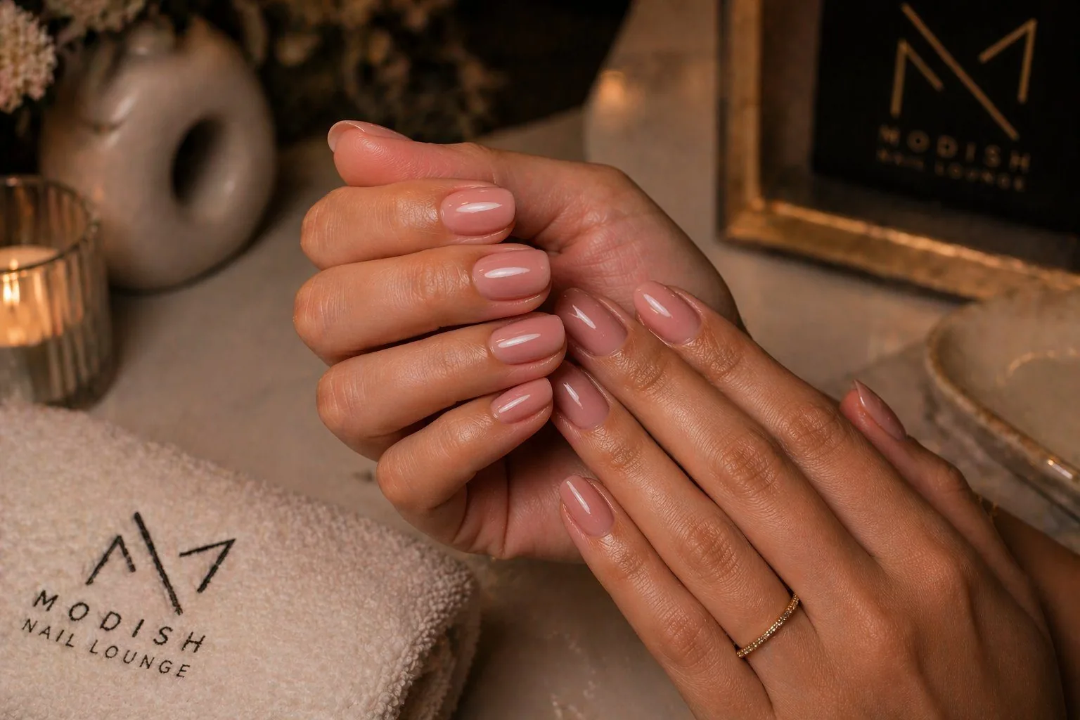 Nude gel manicure at Modish Nail Lounge Rancho Cucamonga