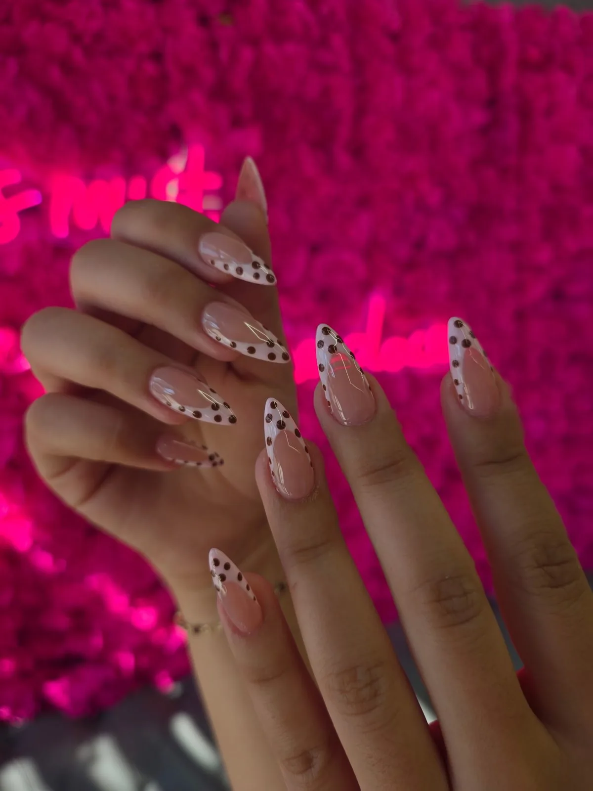 Pink floral nail art at Modish Nail Lounge Rancho Cucamonga