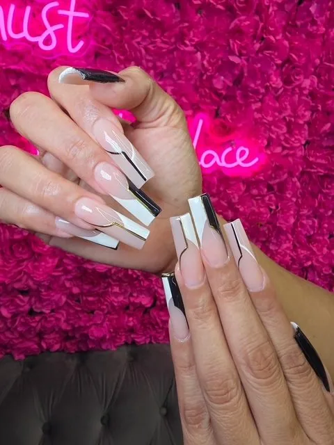 Black French tips at Modish Nail Lounge Rancho Cucamonga