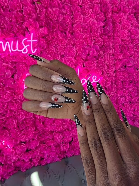 White 3D bow nails at Modish Nail Lounge Rancho Cucamonga