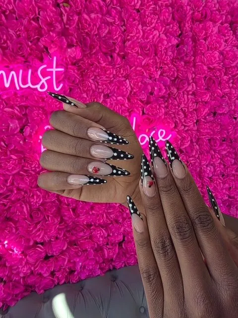 White 3D bow nails at Modish Nail Lounge Rancho Cucamonga