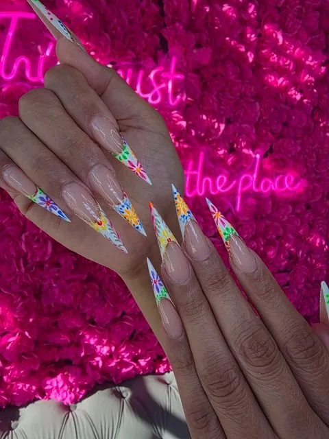 Burgundy drip nails at Modish Nail Lounge Rancho Cucamonga