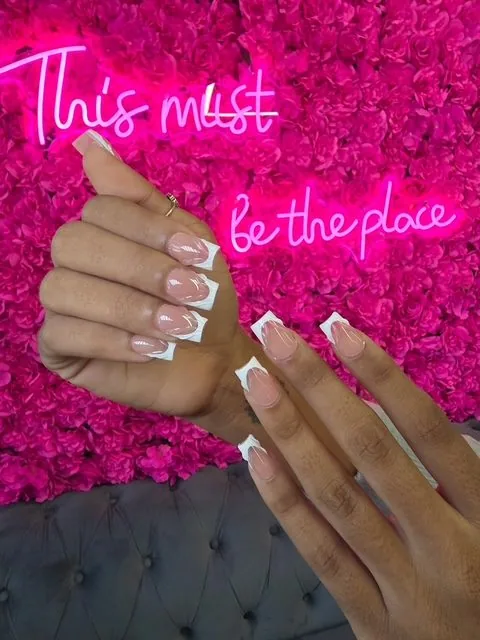 Black French tips at Modish Nail Lounge Rancho Cucamonga