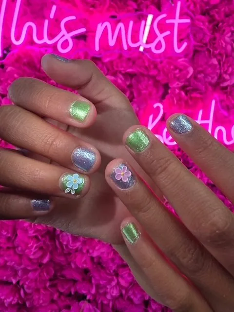 Pink animal print nails at Modish Nail Lounge Rancho Cucamonga